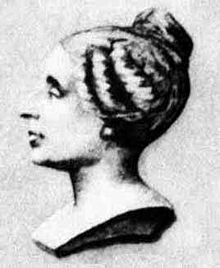 Buste de Sophie Germain représentée de profil, les cheveux noués en chignon