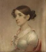 Dessin représentant Jane Colden jeune, ses cheveux noués en chignon et portant une robe et un foulard autour du cou