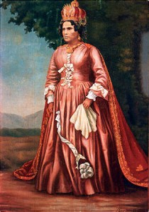 Portrait de Ranavalona Iere en costume royal rouge