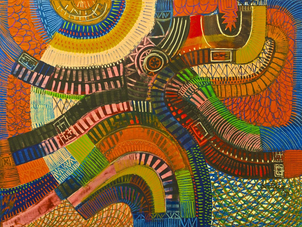 Cette image est le tableau África imens. (1980) de Bertina Lopes.