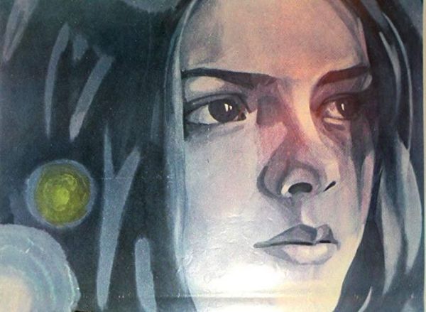 Cette image est un extrait de l'affiche du film Le Pivert n'a pas mal à la tête. En haut de l'affiche, le visage d'une jeune fille aux cheveux longs.